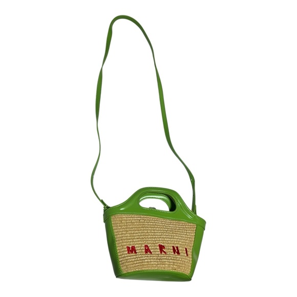 Authentic MARNI TROPACALIA Micro Shoulder Bag Green Hemp #36632142 w/dust Cover - Picture 1 of 10